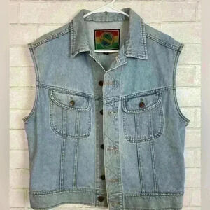 Vintage Structure Jeans wear Denim Vest Jacket
